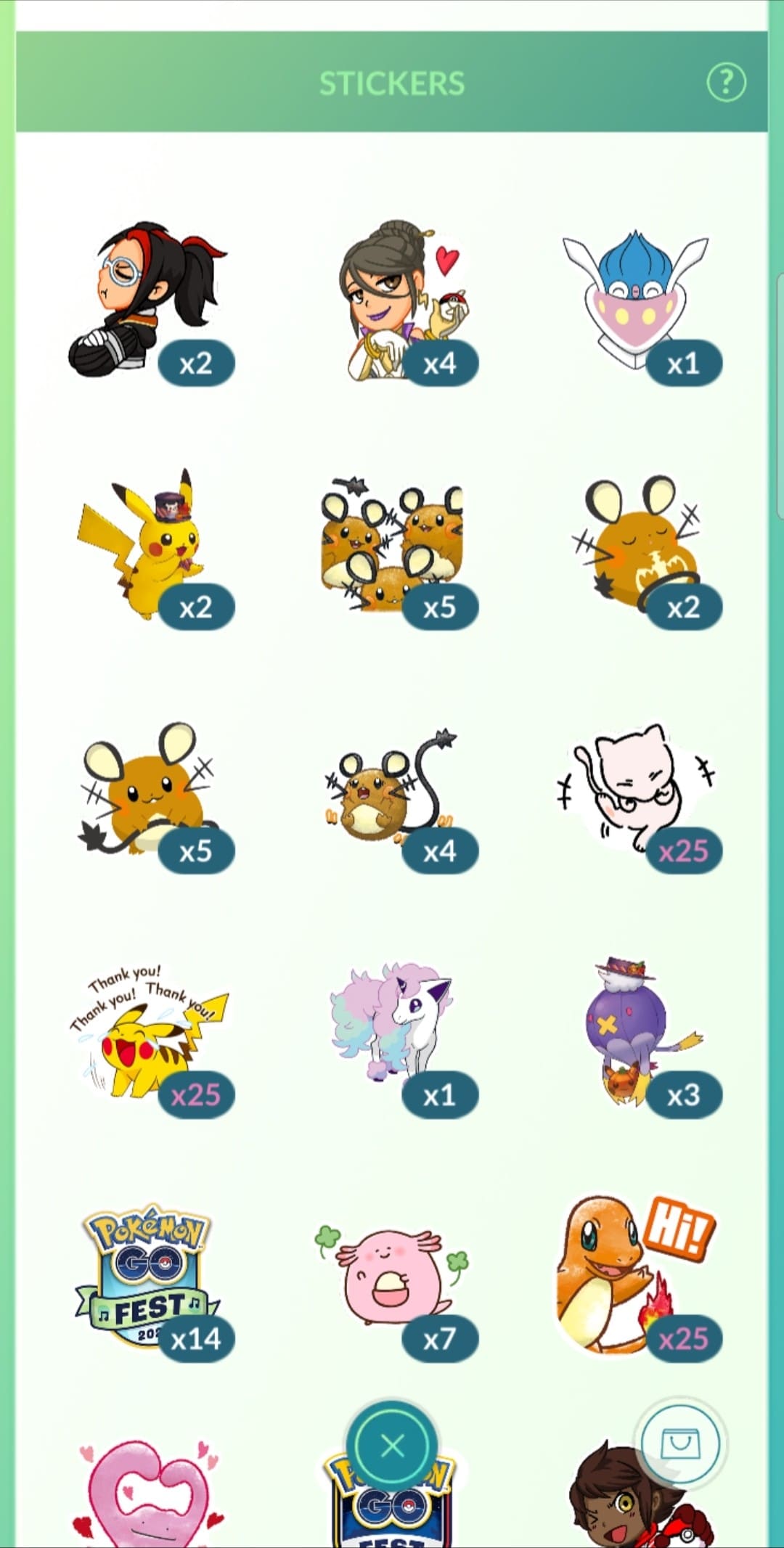 Pokémon GO > Les Stickers
